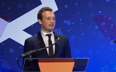 Alex Witkoff s'adressant au gala United Hatzalah, à New York, le 12 juin 2025. (Crédit : Capture d'écran/YouTube)